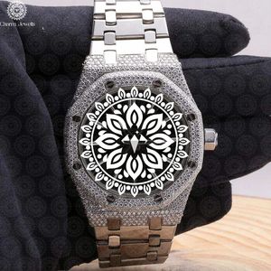Montre de luxe pour homme Charm Jewells en acier inoxydable avec accent diamant, mouvement mécanique analogique, boîtier carré de 40 mm, verre saphir - Product Image 1