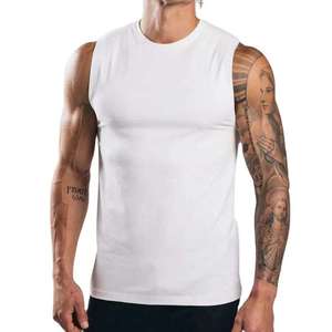 Summer Fashion Solid Color Round Neck <b>Vest</b> Men's Workout Tank Tops Running Tank Tops Gym Wear Men's with screen printing logo - Product Image 5