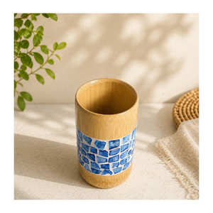 Vaso Frío Clásico de Bambú Hecho a Mano con Incrustaciones de Madreperla, Vajilla Artesanal Vietnamita Ecológica para el Hogar y Cafeterías - Product Image 1