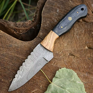 Couteau de chasse OEM en acier Damas de haute qualité, personnalisable, à pointe tombante, droit, multifonctionnel pour usage extérieur, vente en gros - Product Image 2