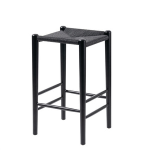 Tabouret de bar en bois de teck massif durable avec assise en papier tressé pour l'intérieur et l'extérieur, idéal pour l'ameublement commercial, avec un matériau résistant et durable. - Product Image 2