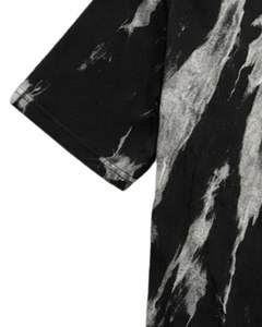 Camiseta Tie Dye Negra y Blanca Personalizada para Hombre, Cuello Redondo, Manga Corta, Diseño Abstracto, Estilo Urbano, Informal, Verano, OEM - Product Image 5