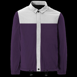Veste Chemise Coupe-Vent Décontractée pour Homme, Bicolore Violet et Blanc, Col Rabattu, Coupe Droite, en Polyester, pour l'Automne - Product Image 1