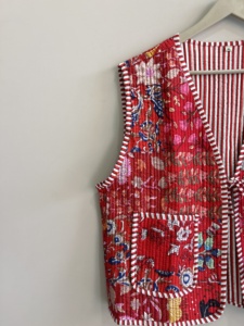 Gilet matelassé indien style bohème en patchwork pour femme, veste sans manches en coton - Product Image 3