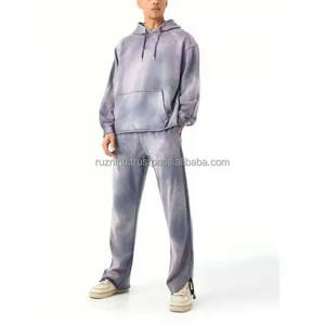 Conjunto de Sudadera con Capucha y Pantalones Unisex de Primera Calidad, Lavado Ácido, Efecto Desteñido, Transpirable, para Deportes de Invierno, 100% Algodón - Product Image 1