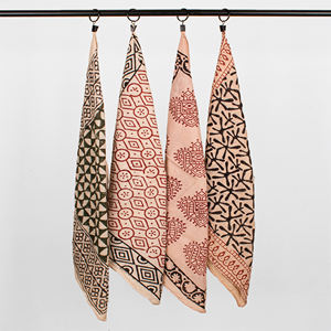 Pañuelos Bandana Cuadrados de Algodón Transpirable, Ecológicos, Hechos a Mano, con Estampado, Protección Solar para Exteriores, Juego de Pañuelos Naturales Bagru - Product Image 1