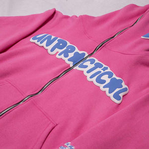 Sweat-shirt à capuche zippé intégral personnalisé de haute qualité, en coton, style streetwear, coupe oversize, double fermeture éclair pour homme - Product Image 3