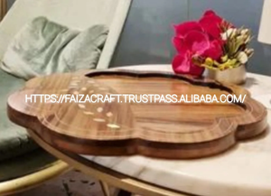 Plateau de service rectangulaire en bois poli avec incrustation de nacre, motif marbre et os, design classique, pour aliments secs et fruits - Product Image 6