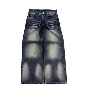 2026 Wholesale Custom own Design Straight Leg Denim Jeans Casual Streetwear Baggy Pants Unisex Oversized Loose Denim Jeans Pants - Product Image 1