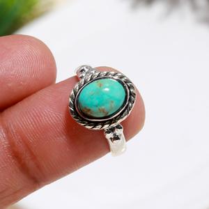 Factory Wholesale Natural Arizona <b>Turquoise</b> <b>Ring</b> 925 Sterling Silver Handcrafted Gemstone Oval Shape Bohemian Statement Jewelry - Product Image 2