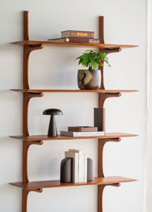 Étagère murale en bois minimaliste à 5 niveaux, fabriquée à la main, design rectangulaire moderne du milieu du siècle, décoration de salon, Madera Finekraft - Product Image 5