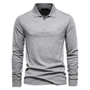 Wholesale Men Long Sleeve Polo Shirt Custom Logo Casual Business Turn <b>Down</b> Collar Breathable Cotton Plain Polo Shirts Bulk - Product Image 1