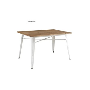 Mesa de Comedor Escandinava de Madera Daystar Trade con Patas de Metal Blancas y Tablero Rectangular para 4 Personas, Requiere Ensamblaje - Product Image 1