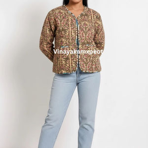 Veste courte matelassée à imprimé floral fait main avec poches, confort doux, qualité supérieure, coton écologique, respirant - Product Image 6
