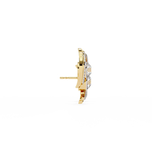 Luxury 18K Gold <b>Stud</b> <b>Earrings</b> With Round Brilliant Cut Diamonds Geometric Design For Women Everyday Wear - Product Image 4