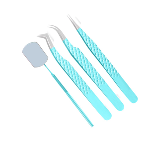 ชุดแหนบต่อขนตาคุณภาพสูง สีฟ้าพลาสม่า สแตนเลสสตีล ด้ามจับแบบกระจก ปลายแหลม สำหรับงานต่อขนตาอย่างแม่นยำ - Product Image 1