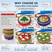 Boîte en métal ronde personnalisée avec logo OEM, qualité alimentaire, pour biscuits, gâteaux, chocolats, bonbons, cadeaux de Noël, vente en gros, faible MOQ
