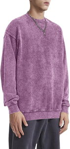 Sudaderas Extra Grandes para Hombre, Estilo Vintage, Lavado Ácido, Cuello Redondo, Ropa Deportiva, Corte Regular, 100% Algodón, Felpa Transpirable, Bordadas, Básicas - Product Image 5