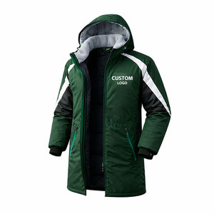 Wholesale Swim <b>Parka</b> <b>Jacket</b> <b>Waterproof</b> Hooded Long Winter Coat Black Green with Fleece Lining Custom Logo Team Sports <b>Jacket</b> - Product Image 3