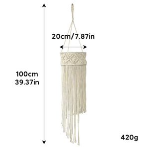 Bohemian Macrame Cotton Eco-friendly <b>Lampshade</b> Hanging Pendant Light Cover Tassels Geometric Design for Indoor Living Room Decor - Product Image 6