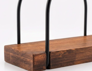 Porte-serviettes en bois et fer, design classique fait main, grand porte-mouchoirs brun, support élégant pour la table, pour une utilisation en cuisine - Product Image 2