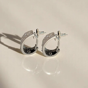Luxury Women 925 <b>Silver</b> <b>Huggie</b> Earrings With Marquise Cut Diamond For Wedding - Product Image 2