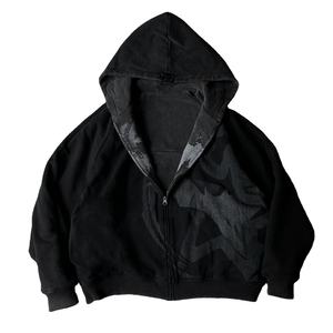 Pull à capuche à fermeture éclair en éponge française pour hommes Streetwear HipHop Sweatshirts Logo personnalisé col à capuche DTG lavé en usine - Product Image 4