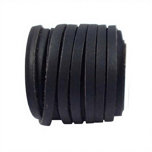 Latest Hot Sale High Quality 4mm Flat <b>Leather</b> Cord Black Latigo Laces DIY <b>Bracelet</b> Accessories Custom Logo Available - Product Image 1