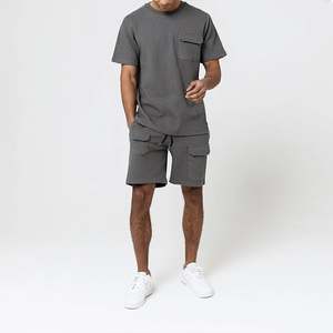 Ensemble t-shirt et short pour hommes, tenue d'été décontractée en deux pièces, respirant, léger, ensemble de vêtements de détente assortis, options multicolores - Product Image 3