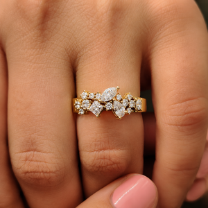 Anillo de Boda de Oro Amarillo de 14K con Diamantes Cultivados en Laboratorio de Múltiples Formas, Anillo de Regalo de Aniversario, Proveedor de Joyería Personalizada al por Mayor - Product Image 2