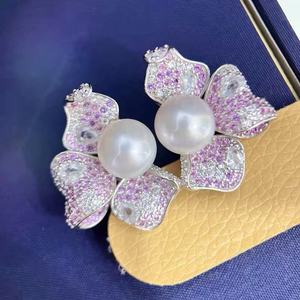 Women's S925 <b>Silver</b> Spoon <b>Earrings</b> High Heels Freshwater 7-11mm Round Strong Light Fine Flaws <b>Pearl</b> Crystal <b>Earrings</b> Wholesale - Product Image 1