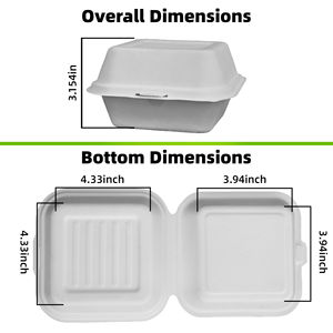 Heavy Duty Waterproof Eco-Friendly Biodegradable Clamshell Takeout Containers Compostable Bagasse Food <b>Boxes</b> Lids Disposable - Product Image 2