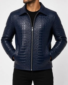 Chaqueta de Cuero y Lona Personalizada para Hombre Dumela, Estilo Motero, Cuello Alto, Cierre de Cremallera, Corte Ajustado, Tinte Liso, Grabado - Product Image 3