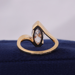 Ensemble de bagues de fiançailles et de mariage en or 14K, serti de 2 diamants de laboratoire certifiés IGI, taille marquise demi-sertie, avec anneau de mariage bypass - Product Image 4