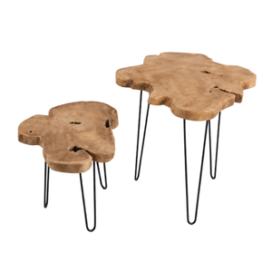 Table basse ARTERRA Premium en bois de teck, design moderne et écologique, ensemble de tables d'appoint gigognes pour salon - Product Image 2