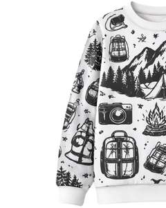 Sudadera Personalizada con Estampado 3D de Montaña Blanca y Negra para Hombre, Sudadera Informal con Cuello Redondo, Sublimación Personalizada, Top de Otoño e Invierno - Product Image 4