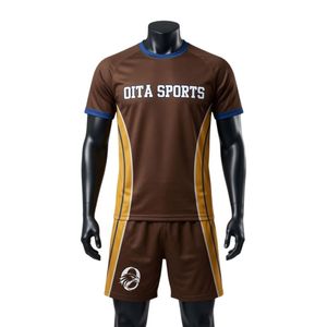 Ensemble short et maillot de netball sublimé marron doré pour homme, en polyester léger, respirant, à séchage rapide et imperméable, uniforme sportif d'équipe - Product Image 1