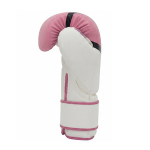 Ekin Impex White <b>Pink</b> Adult Boxing Gloves Black Design Leather Slip-On Closure Breathable Unisex Training Customizable Packaging - Product Image 6