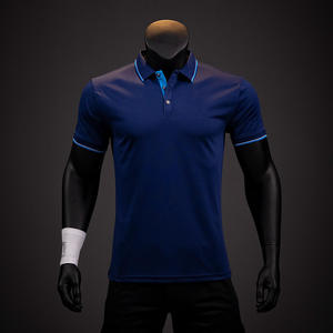 Chemise piqué rouge à manches courtes pour homme, coupe classique, bordure contrastante, couleur unie, tissu tricoté, motif numérique sur le devant, séchage rapide - Product Image 2