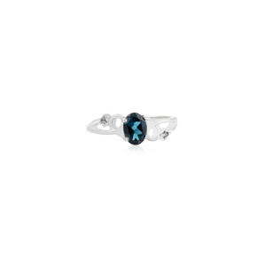 Wholesale Luxury Oval London Blue Topaz 925 <b>Silver</b> Prong Rhodium Plated Art Deco Design Wedding Anniversary Gift <b>Ring</b> for Women - Product Image 3