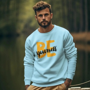 Sweat-shirt pour homme à col rond, coupe oversize, 100% coton, hiver, avec texte de motivation imprimé au dos, broderie et impression numérique - Product Image 3