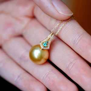 Colgante de Perla Natural Esmeralda Marina, Plata de Ley 925, Chapado en Oro de 14K, Joyería Fina Hecha a Mano, Regalo para Mujer - Product Image 2