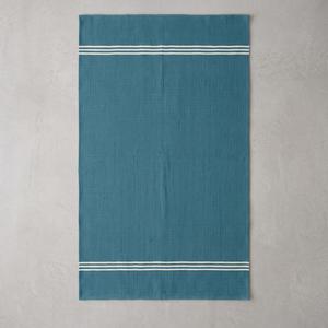 Artisan Handwoven Flatweave Wool Teal Blue Solid Color Minimal Border Anti-Slip Medium Pile Kilim <b>Runner</b> Area <b>Rug</b> Modern Home - Product Image 5