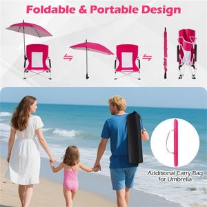 Set di 2 Sedie da Spiaggia Pieghevoli Portatili per Adulti con Parasole Regolabile e Design Resistente - Product Image 4