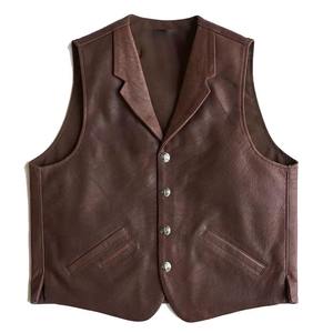 <b>Men</b> Leather Waistcoat Reversible Winter Leather <b>Vest</b> Breathable Windproof Lightweight Solid Color - Product Image 1