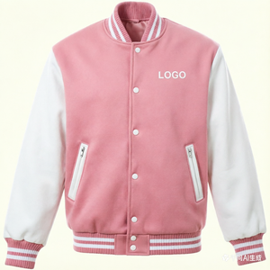 Veste varsity noire et grise pour homme, logo sur le devant, coupe classique, style décontracté, col rabattu, poches zippées, doublure en polaire - Product Image 2