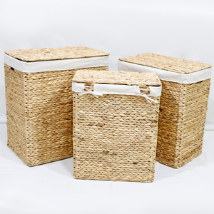 Vintage Rectangle Eco-Friendly Water Hyacinth Multifunctional Storage <b>Hamper</b> <b>Box</b> Bulk Empty Personalized Large Spa Gift Basket - Product Image 4