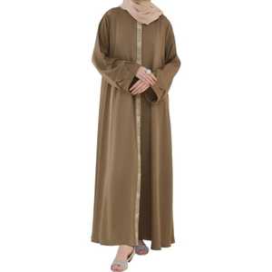 Dubai Hot <b>Flared</b> Cuff Bag Long Sleeve Casual Dress for Muslim Women Modest Breathable Solid Color Abaya Dubai Beads - Product Image 1