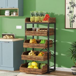 Étagère à fruits en bois pour le rangement à domicile, unité d'étagérage pratique et élégante - Product Image 2
