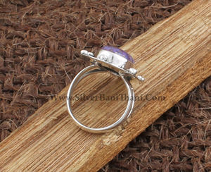 Anillo Solitario Clásico Boho Hecho a Mano de Plata de Ley 925 con Turquesa Cobre Púrpura en Engaste de Bisel, Certificado para Bodas y Fiestas - Product Image 5